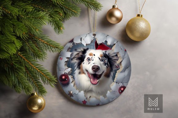 3D Australian Shepherd Dog Xmas Ornament