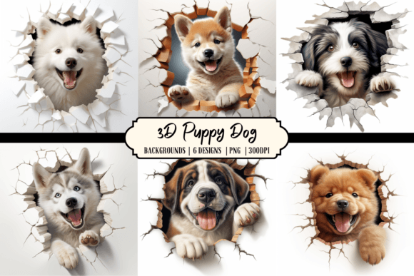 3D Funny Puppy Dog Digital Paper
