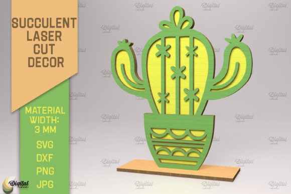 3D Layered Cactus Laser Cut Art
