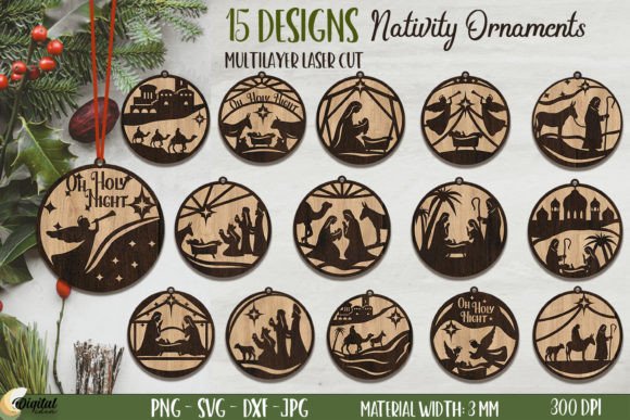 3D Nativity Ornament Bundle Laser Cut