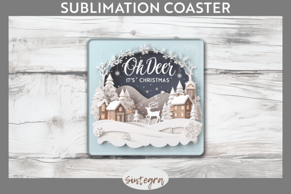 3D Quote Oh Deer, It’s Christmas Coaster: Elevate Your Holiday Decor with High-Quality Sublimation Art