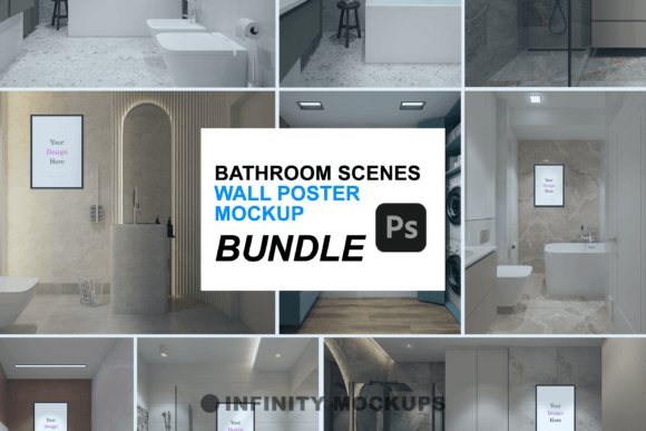 Bathroom Wall Frame Mockup Bundle Guide