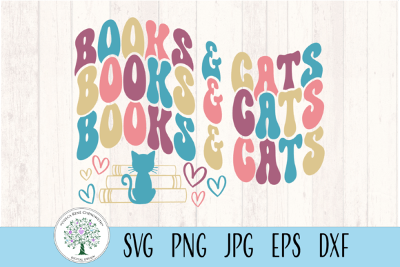 Books and Cats Lover Retro SVG for Crafters
