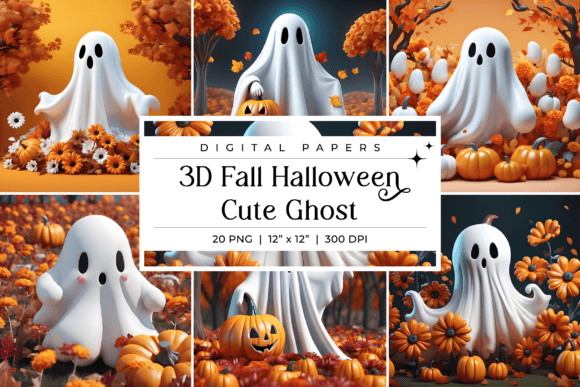 Embrace the Spooky Season with 3D Fall Halloween Cute Ghost Backgrounds