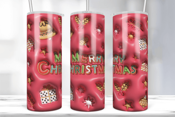 Merry Christmas 3D Inflated Tumbler Wrap